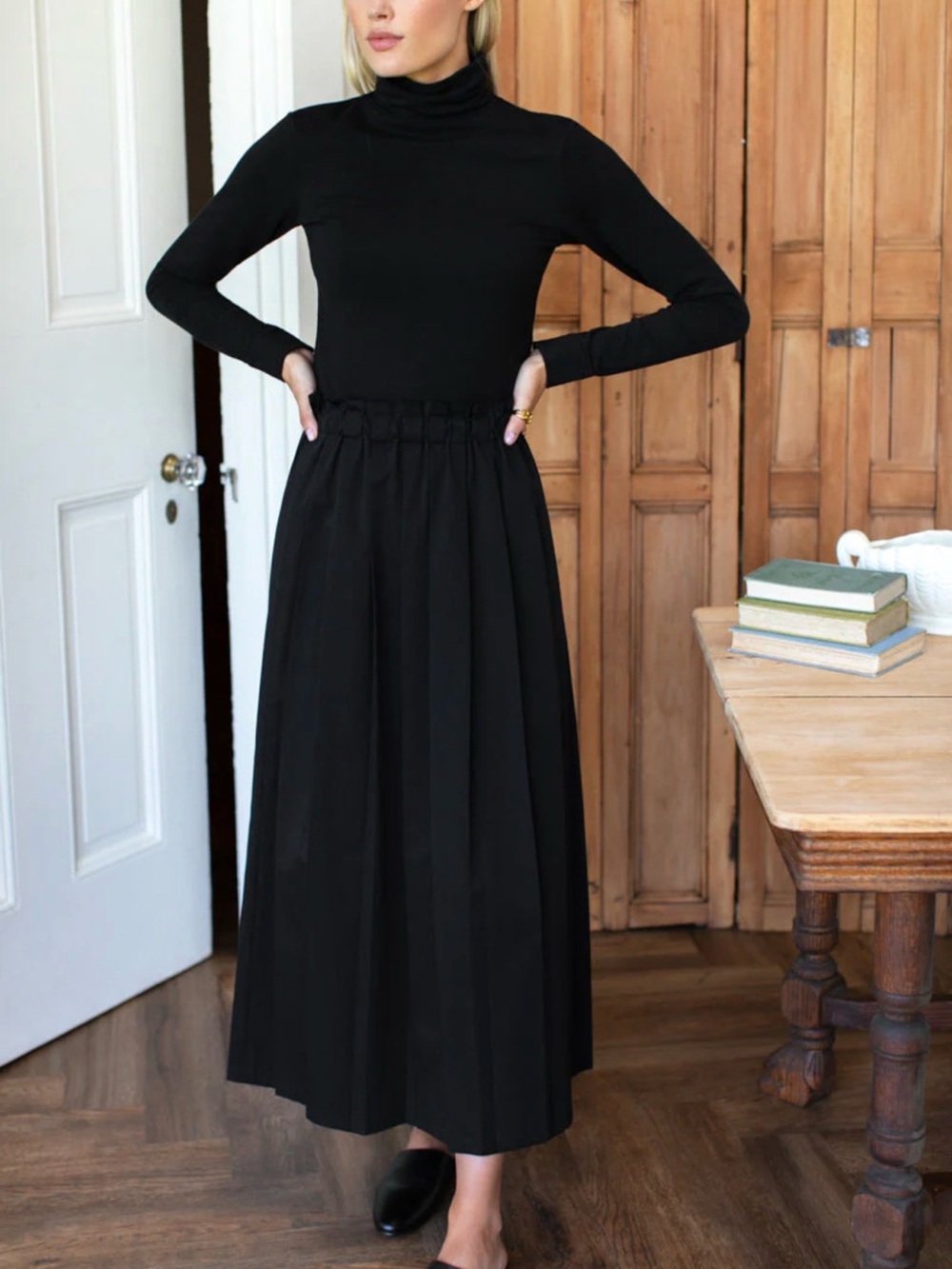 Emerson Frye Soft Pleated Maxi Skirt 100% Organic Cotton Size XL
